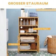 Bamboo Bathroom Cabinet, Low Cabinet With Slatted Doors, Rustic Style Anti-Tip Device, Versatile Multi-Purpose Furniture. - 自然色 - 查看 4