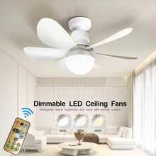 20-Inch Ceiling Fan With LED Light, Remote Control And Quiet Design, Easy Installation For Bathroom, Kitchen, Bedroom And Living Room - White - View 1