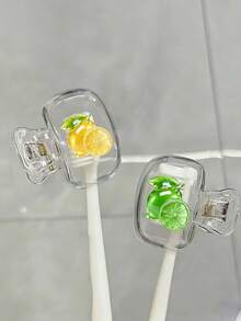 Flat Lemon-Shaped Toothbrush Holder - Cute Design Travel And Home Storage Box With Transparent Lid, Compact Portable Easy To Carry, Protects Toothbrush Head, Dual Drainage Ventilation, Suitable For Home, Dorm And Travel | Cute Toothbrush Head Storage Box, Ideal Bathroom Storage Solution, Suitable For Home And Dorm - Multicolor - View 8