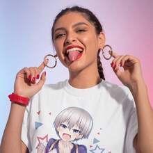 Camiseta UniS1ex Anime, material Waifu, camiseta Kawaii Otaku de 220 g de algodón puro, manga corta, para hombre y mujer. Tejido grueso, resistente a las arrugas y que no se deforma fácilmente. Estilo sencillo y versátil, ligero y transpirable, perfecto para ir al trabajo, viajar, acampar, ir de compras y para el tiempo libre diario. - Blanco - Ver 1