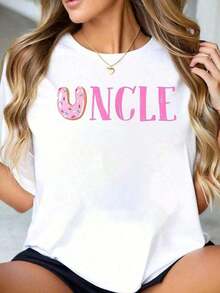Minimalist1 pieza Camiseta de cumpleaños del tío del dulce - Donut Girl 1er cumpleaños Camiseta estampada 1482 Camiseta casual de cuello redondo de manga corta cómoda para primavera y verano Ropa de mujer g 100% algodónWomen's Simple Solid Color T-shirt, Loose and Slim Fit Casual Short Sleeve - Blanco - Ver 7
