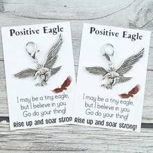 1pc/2pcs Creative Eagle Encouragement Keychain Set, Soaring Eagle Design, Encouraging Everyday Accessory, Suitable For Graduation, Back To School, Birthday, Party, Gift For Friends, Family, Colleagues Who Need Motivation - Antique Silver - View 3