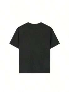 Camiseta de mujerCamiseta básica de manga corta para mujer Otoño/Invierno  - Cuello redondo, holgada, estampado elegante de mariposas de moda, tejido suave con excelente caída. ¡Ultra combinable!Cómoda y ligera - Negro - Ver 4