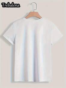 Camiseta Ms. Trebalena - Camiseta casual de manga corta y cuello redondo con estampado de corales en forma de corazón, estilo urbano amigable, transpirable y adecuada para la playa, la oficina y el uso casual, 100% algodón. - Blanco - Ver 2