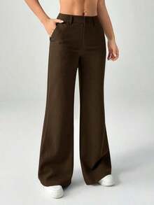 Nuevos pantalones de traje de estilo casual de cintura baja para otoño e invierno - Marrón - Ver 6
