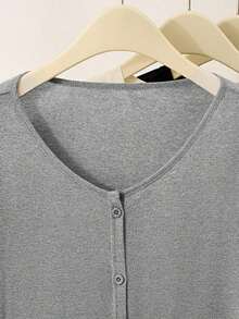 Chaqueta ligera de unicolor de estilo minimalista para mujer, adecuada para el uso diario en primavera/otoño - Gris - Ver 3