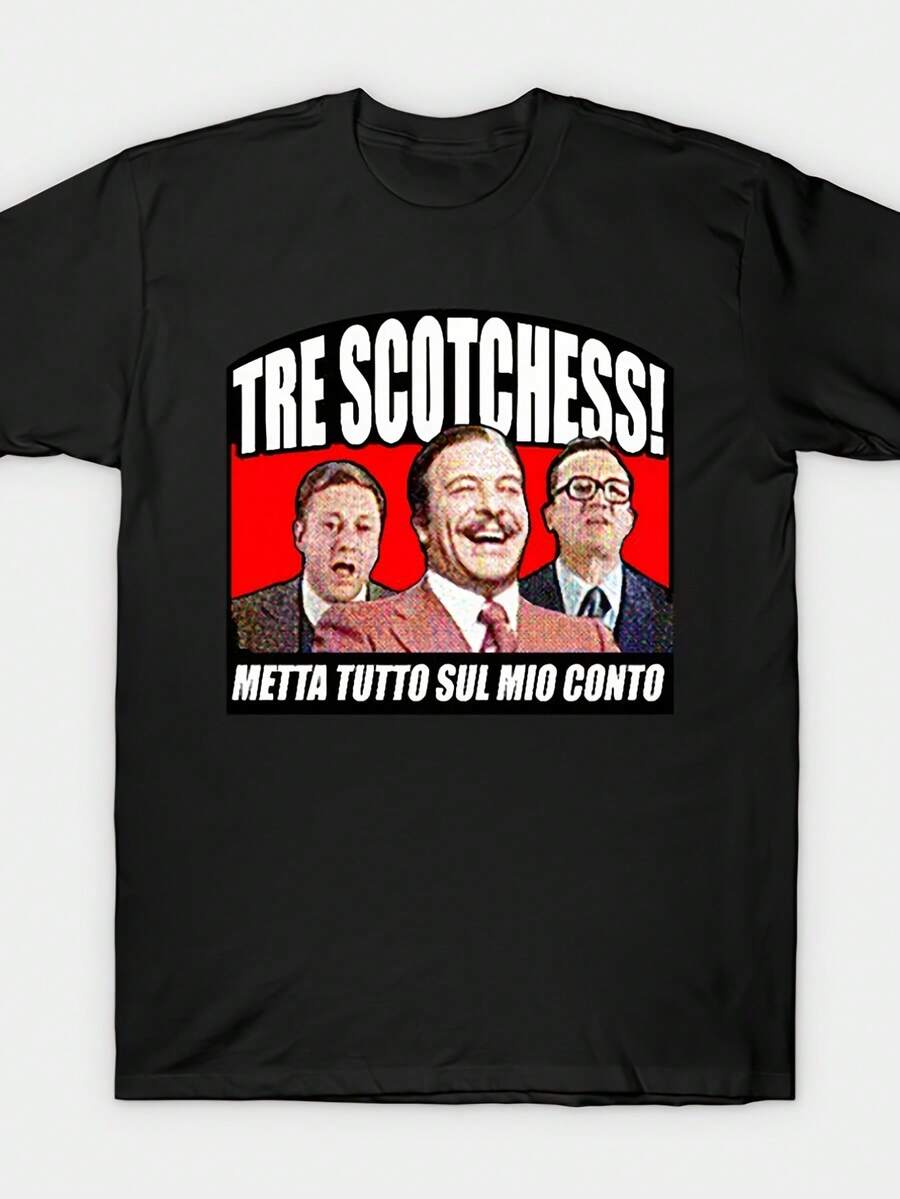Trois Scotches T-shirt med Calboni, Filini och Fantozzi. Ledig och bekväm. - Svart - Visa 1