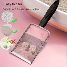 Durable Stainless Steel Cat Litter Scoop, Easy To Clean, Suitable For Fine Granule Litter, Large/Small Mesh Design (Handle Color Is Random) - Multicolor - View 6
