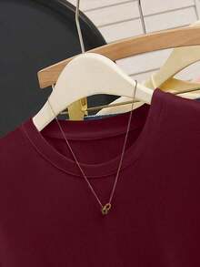 1 pieza Camiseta de moda para mujer con flecos, seda de leche de 180g - Burdeos - Ver 5
