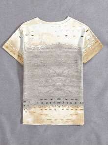 Camiseta de mujer de manga corta con estampado de corazón, cómoda camiseta casual de cuello redondo - Multicolor 6 - Ver 2