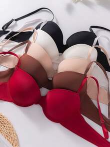 5pcs/Set Women's Gathered Push-Up Bras - Multicolor - View 4