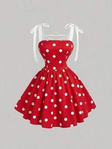 Vestido rosa romántico con espalda descubierta y lazo, adecuado para citas, fiestas, vacaciones, meriendas de té y ocasiones de cumpleaños - Rojo - Ver 5