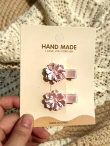 2 piezas Clips para el cabello con flor de camelia, elegantes y brillantes horquillas florales, accesorios de moda para el cabello hechos a mano, adecuados para uso diario, fiestas, bodas, regalos - Multicolor - Ver 7