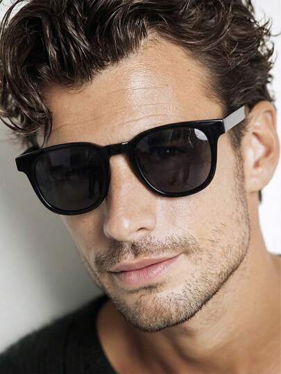 1 Pair Men's Black Square-Rimmed Retro American Street Style Fashion Fashion Glasses