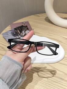 1件女款經典休閒長方形眼鏡框 黑色與茶色 聚碳酸酯框架 透明清澈 - 彩色 - 查看 6