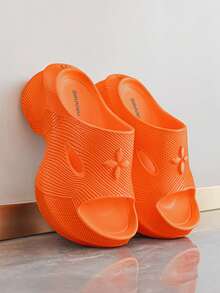 1 Pair Women's Letter Print Casual Thick EVA Platform Slide Sandals For Outdoor Summer - Orange - View 5
