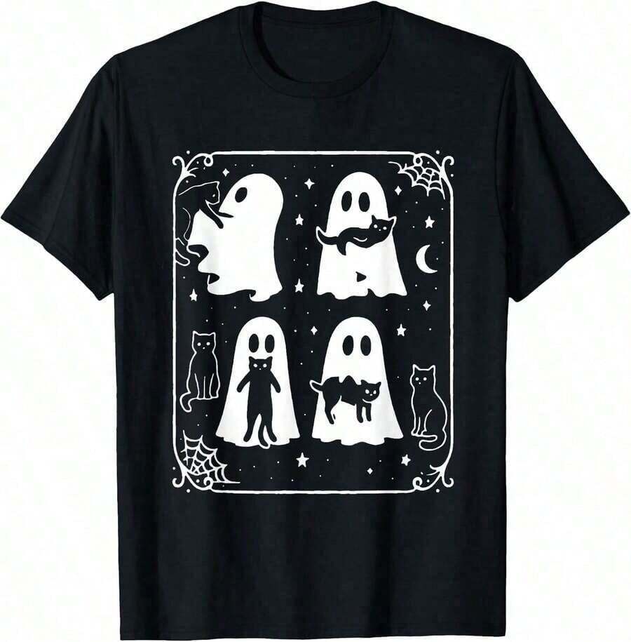 "Cute Cat, Grateful For Chess" T-Shirt - Blue and Black - View 1