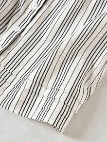 Blusa casual, cómoda y elegante de color azul marino para primavera y verano - Blanco y Negro - Ver 5