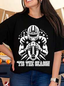 Es la temporada: Camiseta gráfica de jugador de fútbol para mujer, ropa para fiestas navideñas, idea de regalo de Navidad para fans. - Negro - Ver 7
