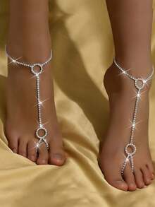 1 Pair Minimalist Personalized Round Toe Ring Anklet, Versatile Sexy Beach Accessory For Women - Silver - View 2