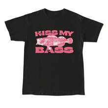 1 Piece Kiss My Bass Vintage Style Fishing T-Shirt, Fisherman Graphic Design T-Shirt, Pink Design, Limited Edition, Men's Clothing, Birthday, Christmas, Unisex, 180g, 100% Cotton - 白色 - 查看 3