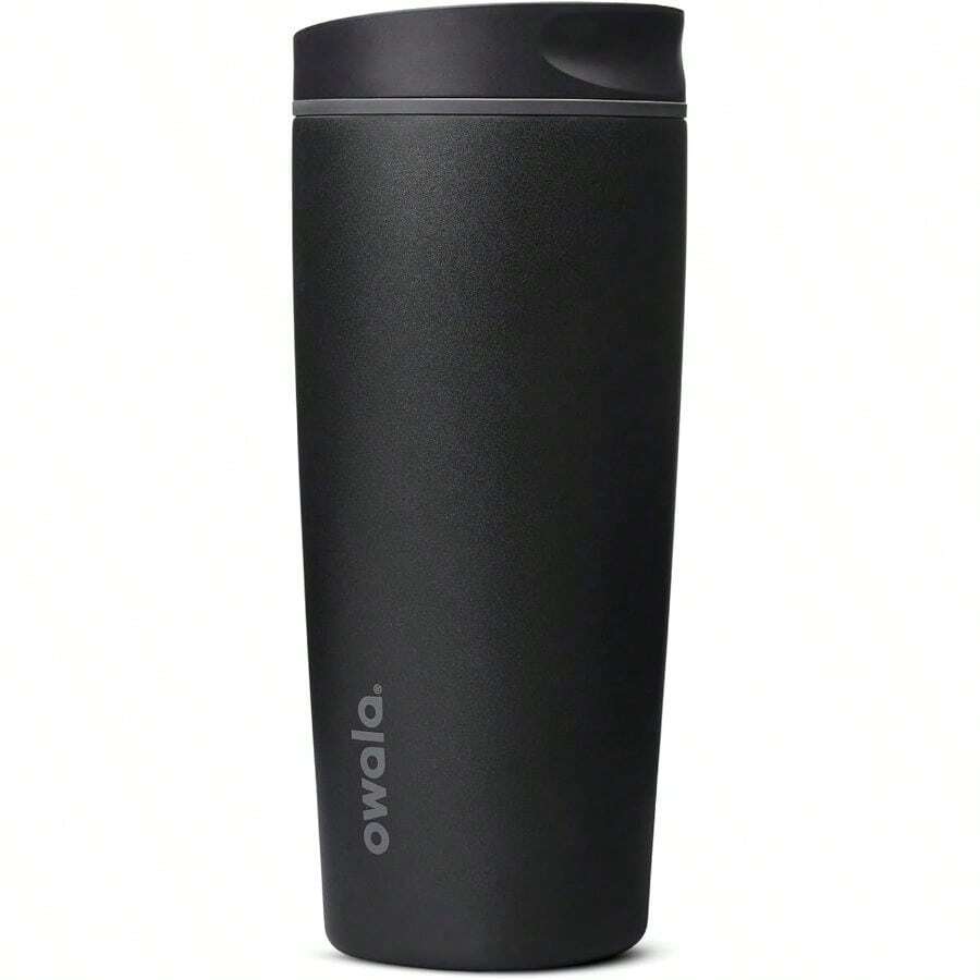 SmoothSip Slider Ceramic-Lined Insulated Stainless Steel Coffee Tumbler, No Metallic Taste Reusable Travel Mug, Hot Iced Coffee Cup, 20 Oz, Very, Very Dark - 20盎司+非常非常黑 - 查看 1