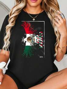 DESIGN DE IMPRESIÓN GRÁFICA MEXICO Fl-ag con Águila y Cacto, Colores Rojo, Blanco y Verde, Estilo de Arte Espolvoreado Bold, Tema Patriótico para Decoración Doméstica y Arte de Paredes.jpgRegalos personalizados: Camisetas para mujer con estilos modernos, hippies, casuales y minimalistas. Ropa masculina personalizada única, armarios cápsula, ropa básica/urbana para hombre. Regalos ideales para novios, familiares y amigos, adecuados para cumpleaños, vacaciones, colegio/competiciones, deportes/escalada, etc., también adecuados para la moda de otoño y actividades urbanas. Verano negro. - Negro - Ver 2