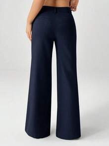 Nuevos pantalones de traje de estilo casual de cintura baja para otoño e invierno - Azul marino - Ver 2