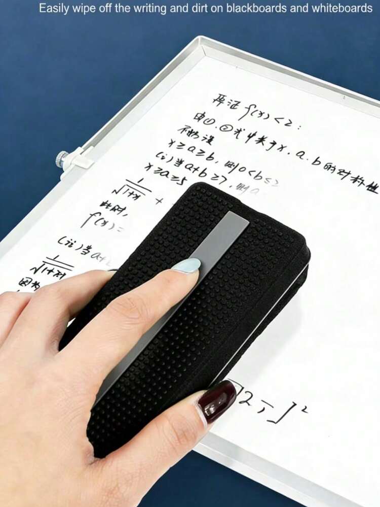 2pcs Large Random Color Velvet Magnetic Whiteboard Eraser, Plastic Chalkboard Eraser, Easy Erase No Trace, For Classroom - C - View 2