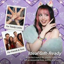 Bracelets Inspired By KATSEYE Merch For Fans, Guardian Shield, Limitless Key, Stellar Tiara, Dual Cherry, Dream Anchor, Soothing Shell With Pink K-Pop Style Card For Concert Outfits Gifts - 6,3-8,3 inch - Xem 5