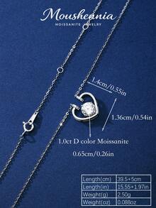 MOUSHEENIA 925 Sterling Silver Heart Pendant Necklace For Women - Genuine Moissanite Solitaire - Dainty Round Cut Diamond Simulant - Eternal Love Promise Jewelry - Gift For Her Anniversary Wedding Birthday - Pendant Necklace - View 5