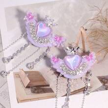 2 piezas con forma de corona de corazón, decoradas con rhinestones y borlas, adecuadas para correas de teléfono DIY, llaveros, collares y otros accesorios - 2 piezas - Ver 11