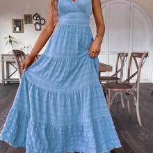 Holidaya Vintage Countryside Birthday Wedding Guest Cute Bow Tie Layered Patchwork Dress For Women - Verde Oscuro - Ver 5