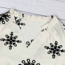 Holidaya Summer Casual/Commute Women's V-Neck Ruffle Hem Fitted Blouse - Marrón - Ver 4