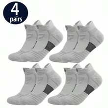 4 pares de calcetines cortos deportivos para hombres, calcetines transpirables y que absorben la humedad con amortiguación reforzada en el talón y los dedos, y soporte de arco para fitness y deportes - Multicolor - Ver 17