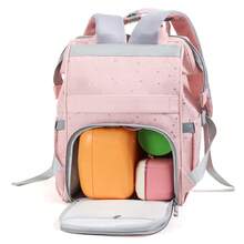 Large Capacity Multi-Pocket Diaper Bag Backpack Designed For Moms, With Dry-Wet Separation Function, Lightweight & Soft Mommy Bag, Featuring Front/Back/Side/Zipper/Mesh Pockets For Storing Newborn Essentials, Pink Star Pattern, Suitable For Stroller, Maternity Hospital Bag - Multicolor - View 11