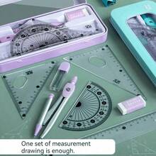 1pc High Quality Compass, Ruler, Protractor, Multifunctional Measuring Tool Set, Metal Material, Stationery Office School Supplies, Back To School Essential - Sets - View 4