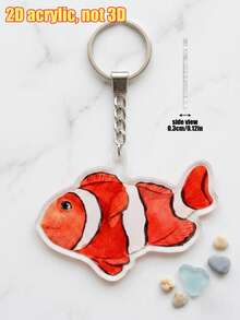 1pc Ocean Animal Theme Flat Acrylic Keychain Pendant, Unisex Creative Watercolor Dolphin, Seahorse, Whale Bag Charm Decor, Personalized Accessory Suitable For Car Rearview Mirror Ornament, Multi-Functional Key Holder - Multicolor - View 13