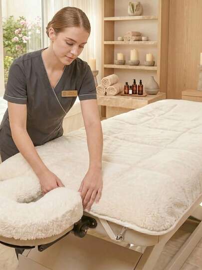 Tấm phủ bàn massage siêu mềm mại với dây chun co giãn, chuyên dụng cho massage, làm đẹp, chăm sóc da mặt và tẩy lông. Tấm lót giường spa bằng lông cừu ấm áp, phù hợp với bàn massage 28-32 inch, thoải mái và thân thiện với da, thích hợp cho thẩm mỹ viện và sử dụng tại nhà.