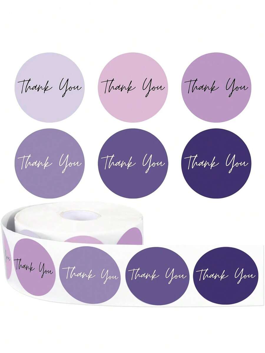 500pcs/Roll Colorful Thank You Stickers, Suitable For Baking, Envelope Sealing, Small Businesses, Weddings, Birthdays, Party DIY Packaging Labels, Waterproof PVC Stickers For Back To School Season - Multicolor - View 1