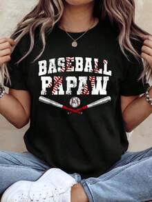 Camiseta Retro de Béisbol para Papá Amante del Béisbol, Día del Padre, Camisetas Gráficas para Mujer - Negro - Ver 7