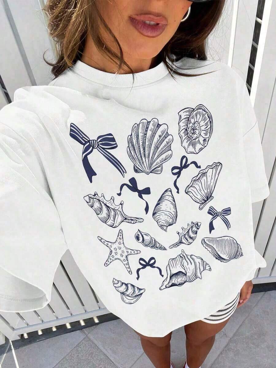 Camiseta de mujerCamiseta gráfica de manga corta, camisetas casuales para mujer, camisetas de algodón, tops de verano para mujer, camisetas con estampado divertido para mujer, camisetas suaves y cómodas para uso diario, regalo diario, camiseta .Top de verano para mujer.Cómoda y ligera - Blanco - Ver 1