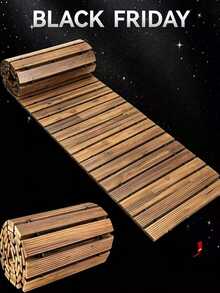 6FT/12FT Roller Shutter Wooden Garden Path - Durable Pine Outdoor Walkway, Christmas Home Decoration, Courtyard Path, Wooden Flooring, Suitable For Courtyards, Beaches, And Wedding Parties - Weather Resistant Decorative Wooden Walkway | Outdoor Courtyard Decoration | Outdoor Deck Decoration | Outdoor Walkway Paving Stone - Góc vuông - 72 inch - Xem 3