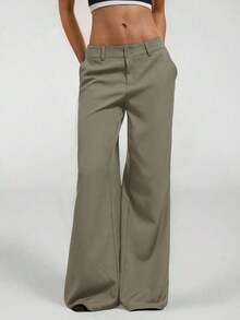 Nuevos pantalones de traje de estilo casual de cintura baja para otoño e invierno - Verde militar - Ver 8