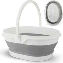 Collapsible Foot Soaking Tub For Foot Bath Soak Spa, Foot Tub For Soaking Feet Massager Health Care, Plastic Bucket With Handle Wash Basin Laundry Basket For Travel Beach RV, Gifts For Women Parents - White - View 1
