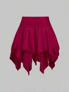 Goth Falda con cordones sólida - Rojo - Ver 2
