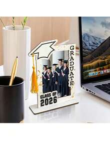 2026 Graduation Decor - Vertical Desktop Wooden Photo Frame With Inspiring Quote, Suitable For Graduation Photo Display, Great For Graduation Party Decoration And Commemorative Gift, Home Decor - Multicolor - View 4