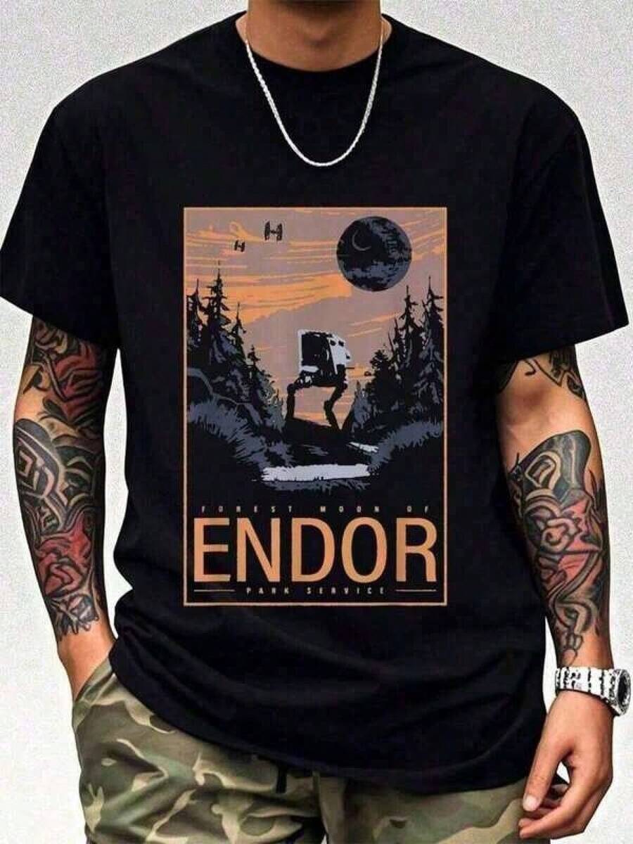 1 pieza Camiseta de manga corta de cuello redondo holgada unisex de 180g, 100% algodón puro transpirable y suave, estilo Y2K Bababask con estampado gráfico moderno, ideal para mujer y hombre, perfecta para uso diario, festivales, conciertos y todas las estaciones - Negro - Ver 1
