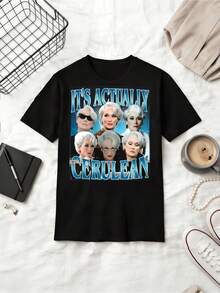 Djävulen bär  – Det är faktiskt himmelsblått meme-bomulls-t-shirt - Svart - Visa 6