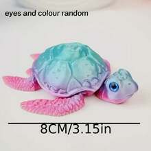 1 pieza Escultura de tortuga marina 3D realista, efecto láser degradado, decoración de escritorio, regalo perfecto para amigos y familiares, extremidades móviles, adecuado para fiestas y actividades al aire libre, colores de macarrón aleatorios, artesanía decorativa de plástico [Color de ojos aleatorio] - Multicolor - Ver 6